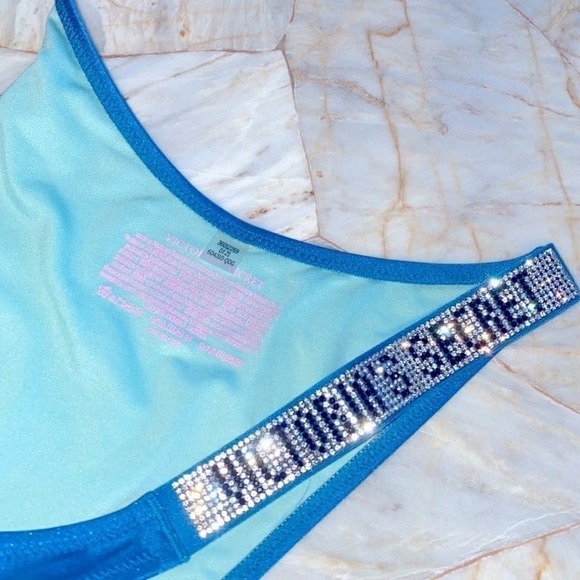 38С Large  SHINE STRAP BOMBSHELL ADD 2 CUPS SWIM TOP LOGO CRYSTALS SWIM - Picture 9 of 11